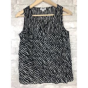 Loft | Zebra Print Ruffle Sleeveless Blouse